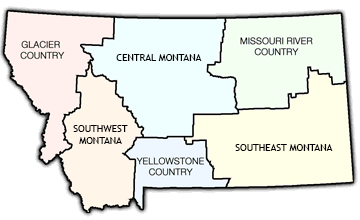 Montana is broken up into six different tourism region. Glacier Country covers the northwest corner of the state.